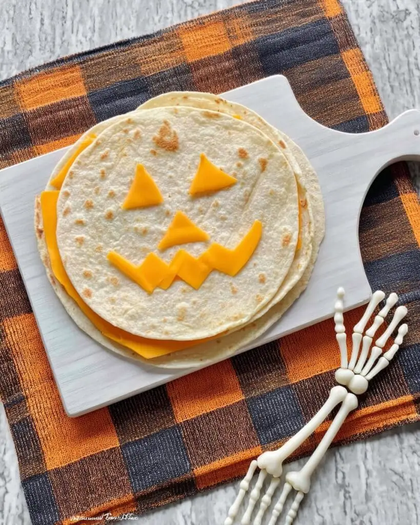 Air Fryer Jack O’Lantern Quesadillas Recipe