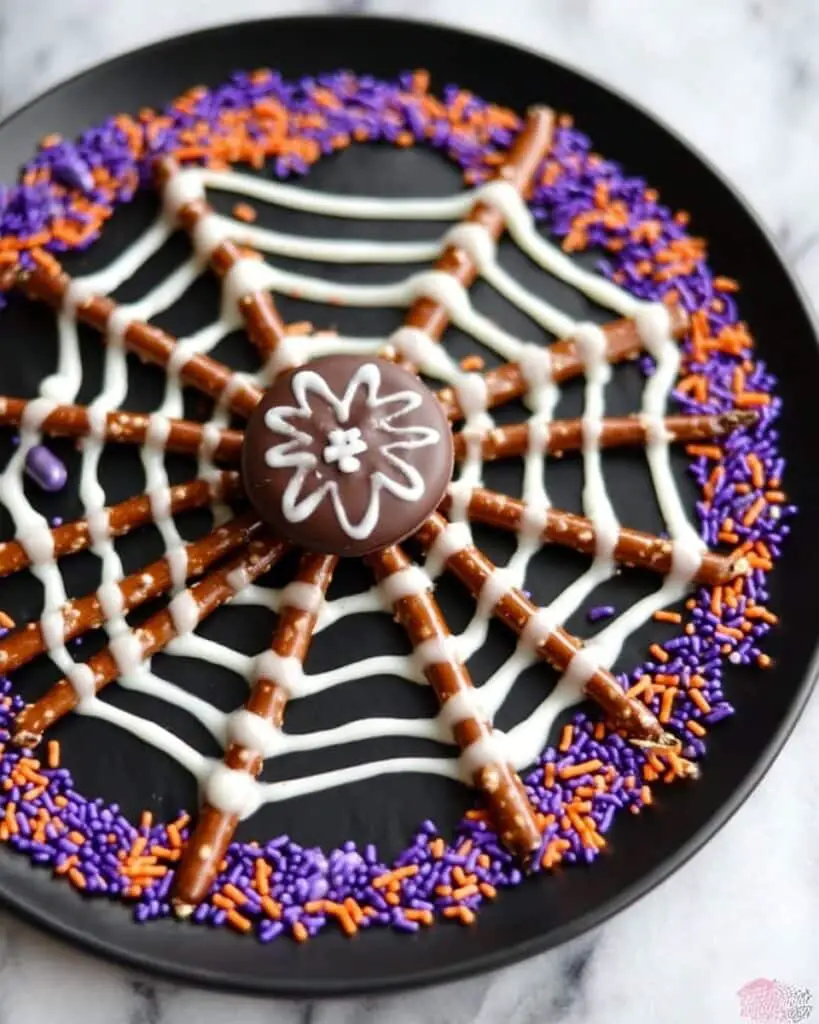 Halloween Pretzel Treats ~ Candy Spiderwebs Recipe