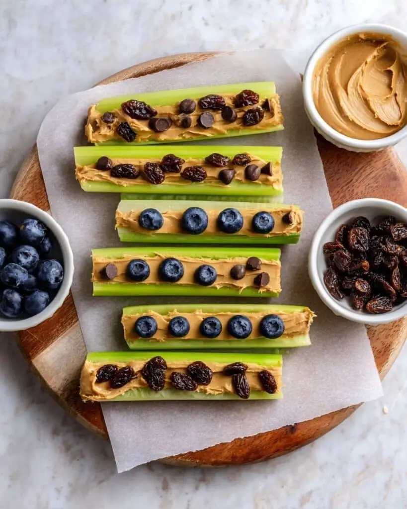 Ants On A Log (Easy Celery Snack with Peanut Butter and Raisins) Recipe