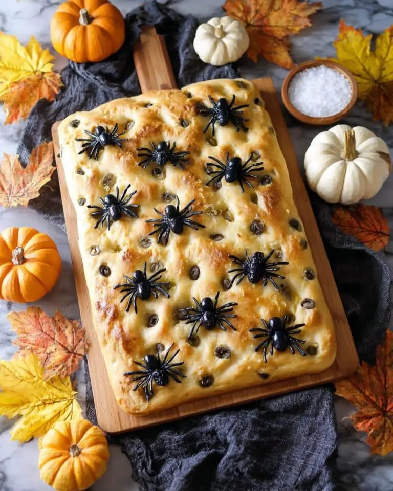 Halloween Spider Olive Focaccia Bread Recipe