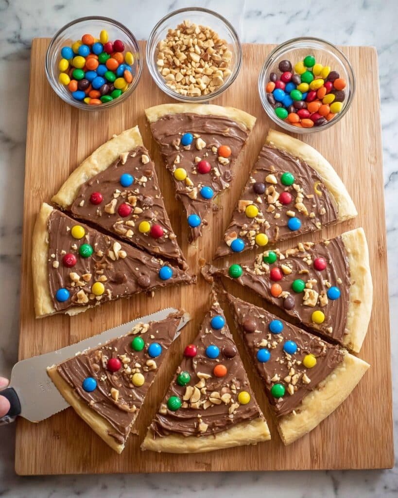 Chocolate Pizza with Hazelnut Spread and Candies Recipe