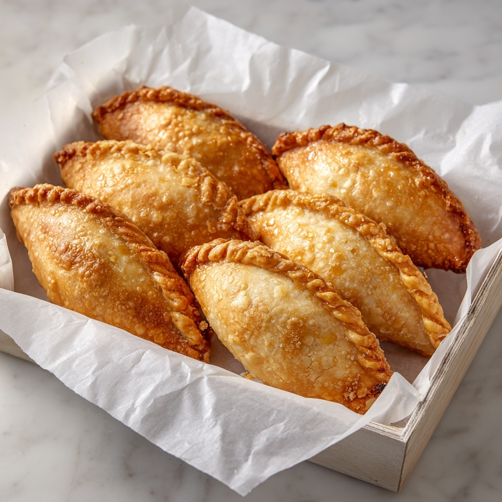 Two golden brown turnovers with a shiny, slightly bumpy crust and crimped edges rest on a black mesh tray inside an air fryer basket. The turnovers are thick, with a smooth top surface showing some small bubbles and slight crispiness along the edges. The background features the dark interior of the air fryer contrasting with the warm color of the pastries. photo taken with an iphone --ar 4:5 --v 7