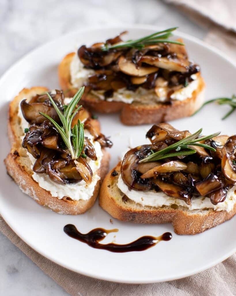 Roasted Mushroom Crostini with Whipped Ricotta Recipe