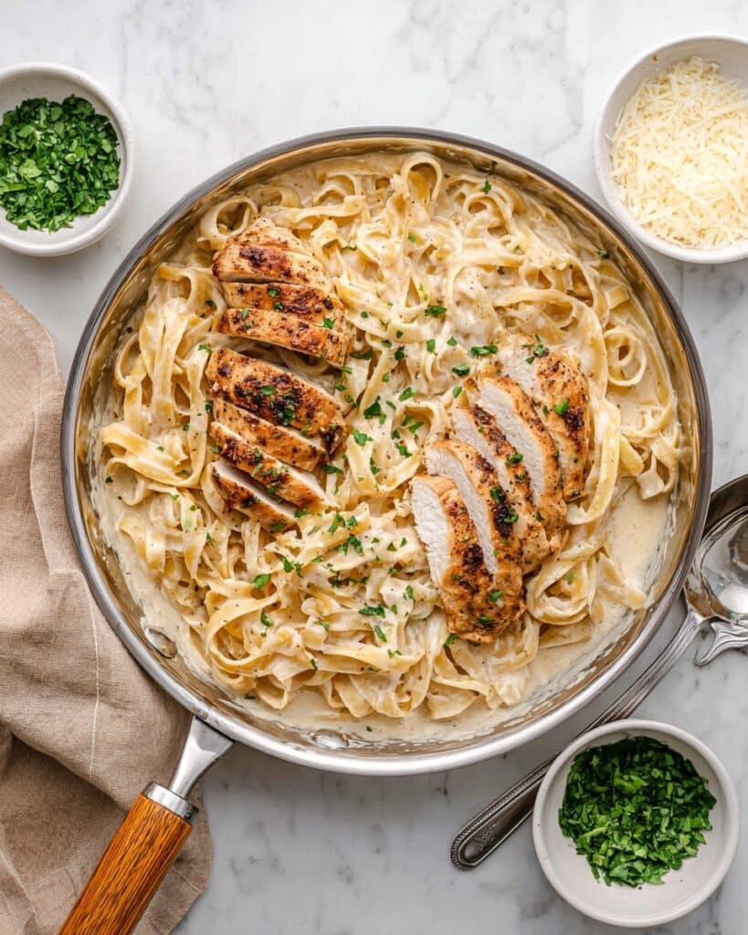 Creamy Chicken Alfredo with Fettuccine and Parmesan Recipe