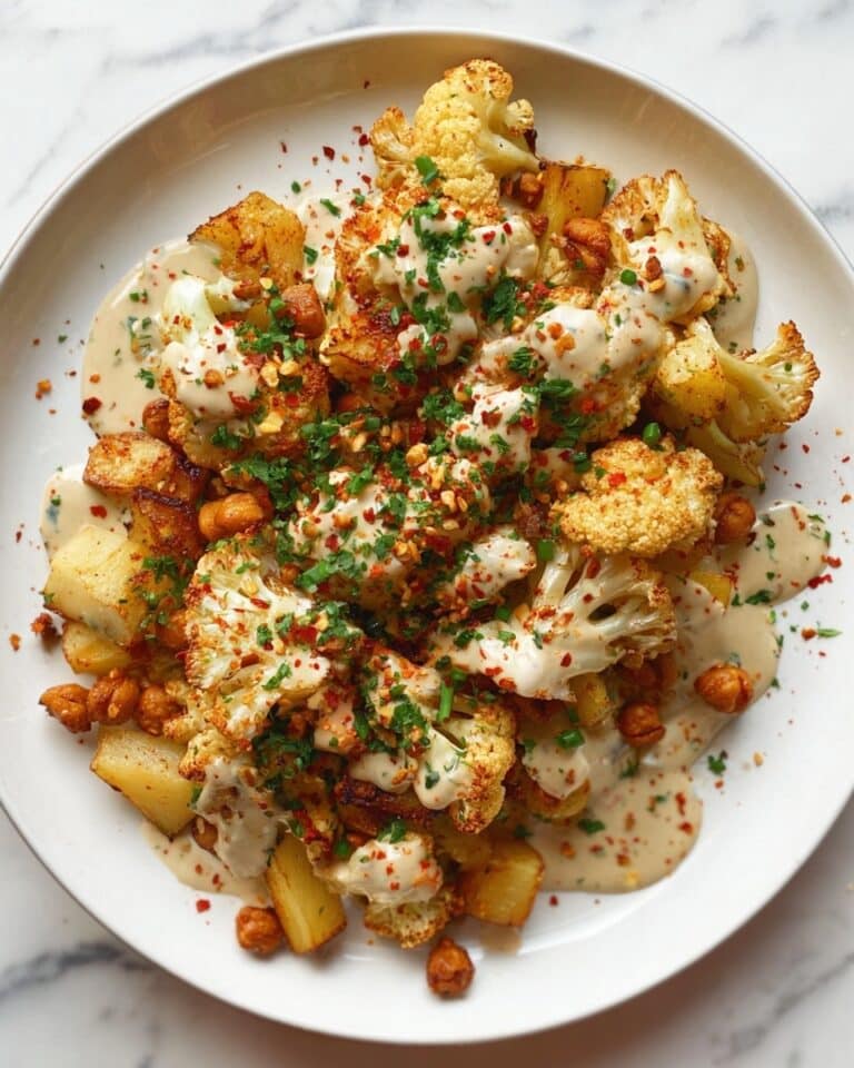 Roasted Cauliflower Chickpea Potato Bowl with Tahini Dressing Recipe