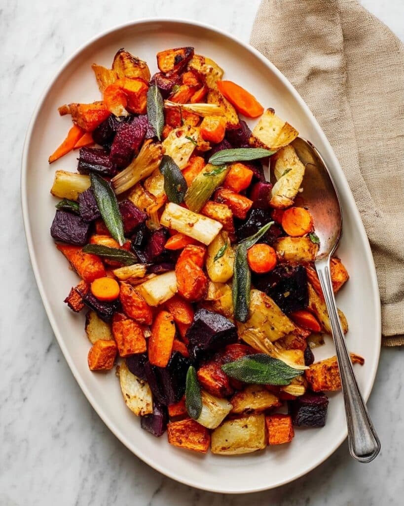 Roasted Root Vegetables with Crispy Sage and Herb Oil Recipe