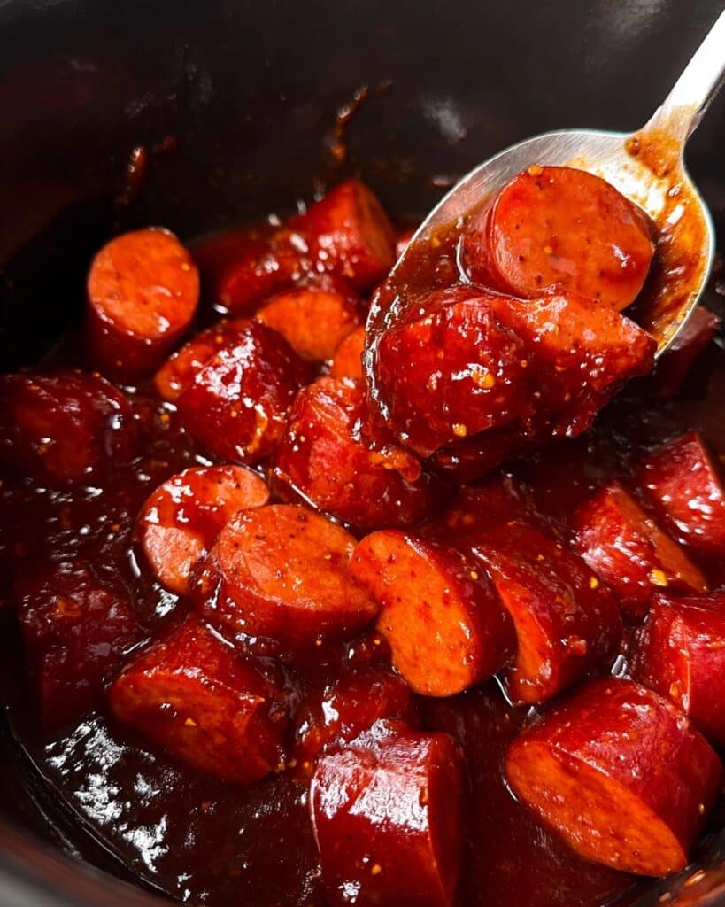 Slow Cooker Kielbasa Bites with BBQ Sauce and Brown Sugar Recipe