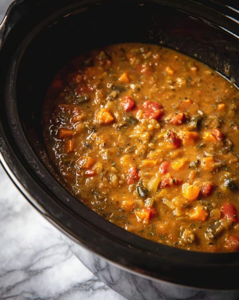 Healthy Slow Cooker Lentil and Vegetable Soup Recipe