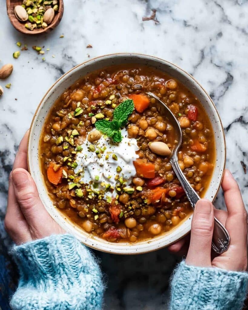 Crockpot Moroccan Lentil and Chickpea Soup Recipe