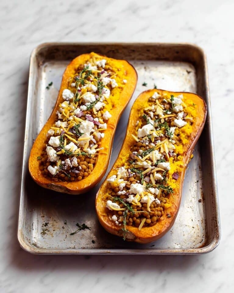 Stuffed Butternut with Autumn Spice Lentils and Feta Recipe