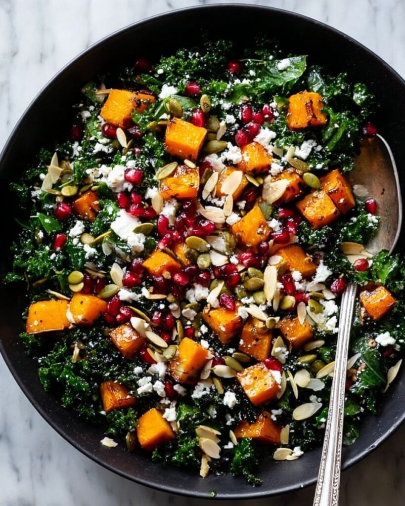 Butternut Squash and Kale Salad with Pomegranate, Toasted Almonds, and Goat Cheese Recipe