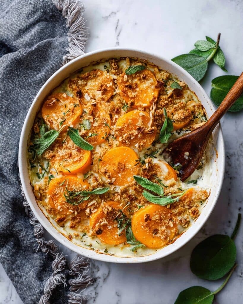 Butternut Squash Gratin with Leeks, Sage, and Walnuts Recipe