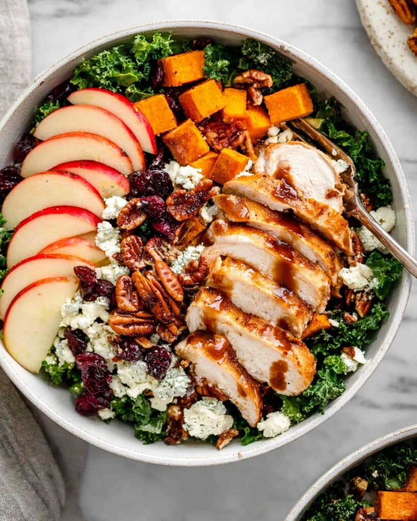 Fall Harvest Salad with Roast Sweet Potatoes, Chicken, and Apple Recipe
