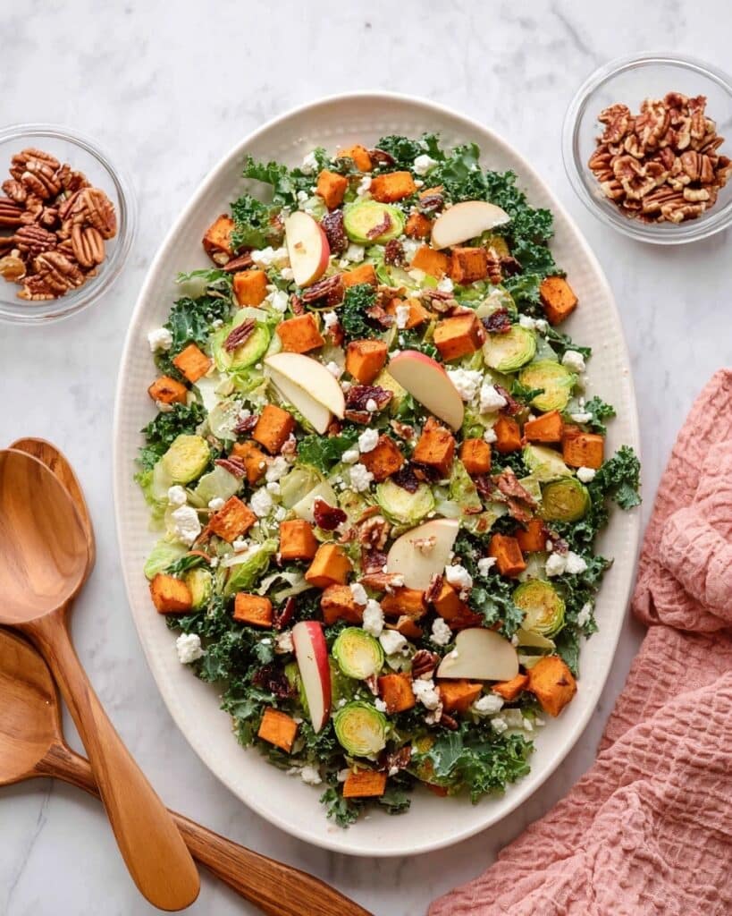 Fall Harvest Salad with Roasted Sweet Potatoes, Apples, and Tahini Dressing Recipe