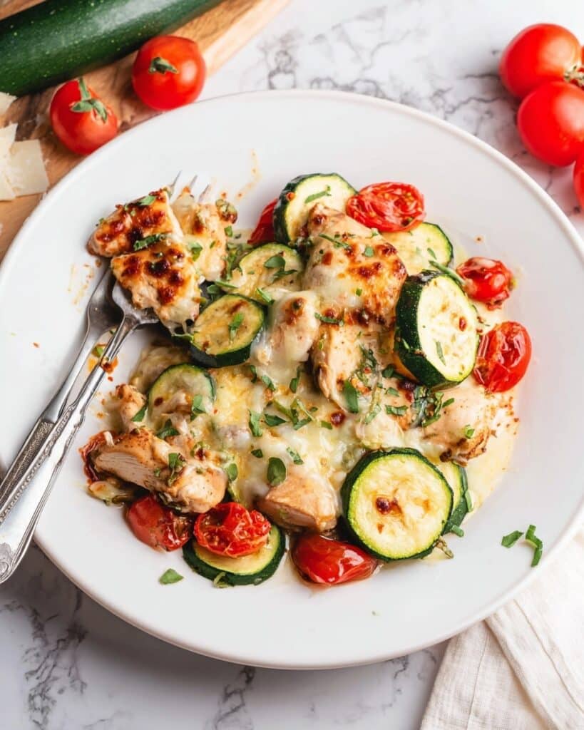 Cheesy Tuscan Chicken Zucchini Bake Recipe