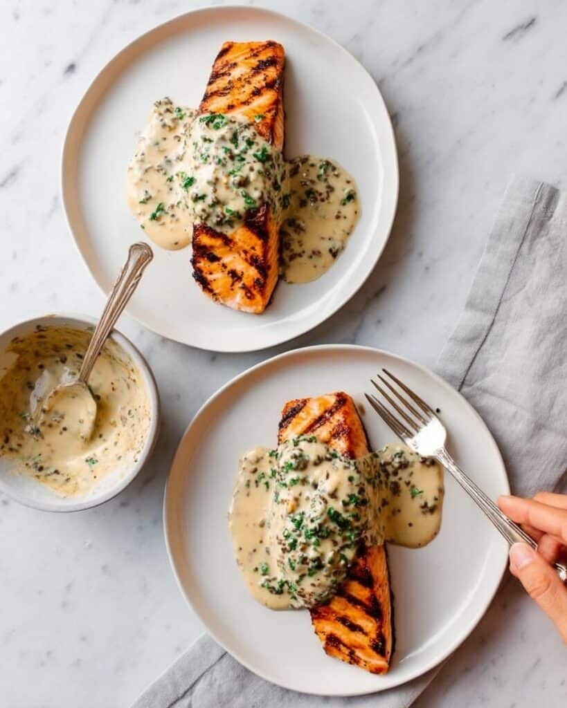 Grilled Salmon with Mustard Chive Sauce Recipe