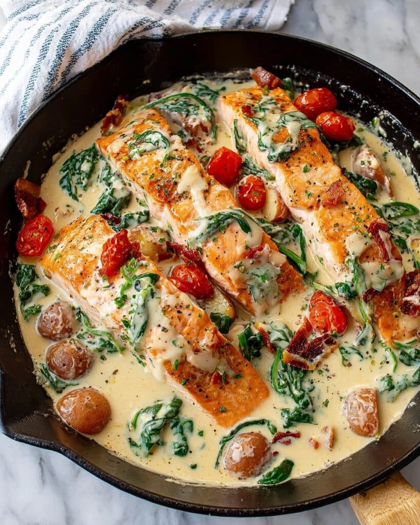 Creamy Tuscan Salmon with Sun-Dried Tomatoes Recipe