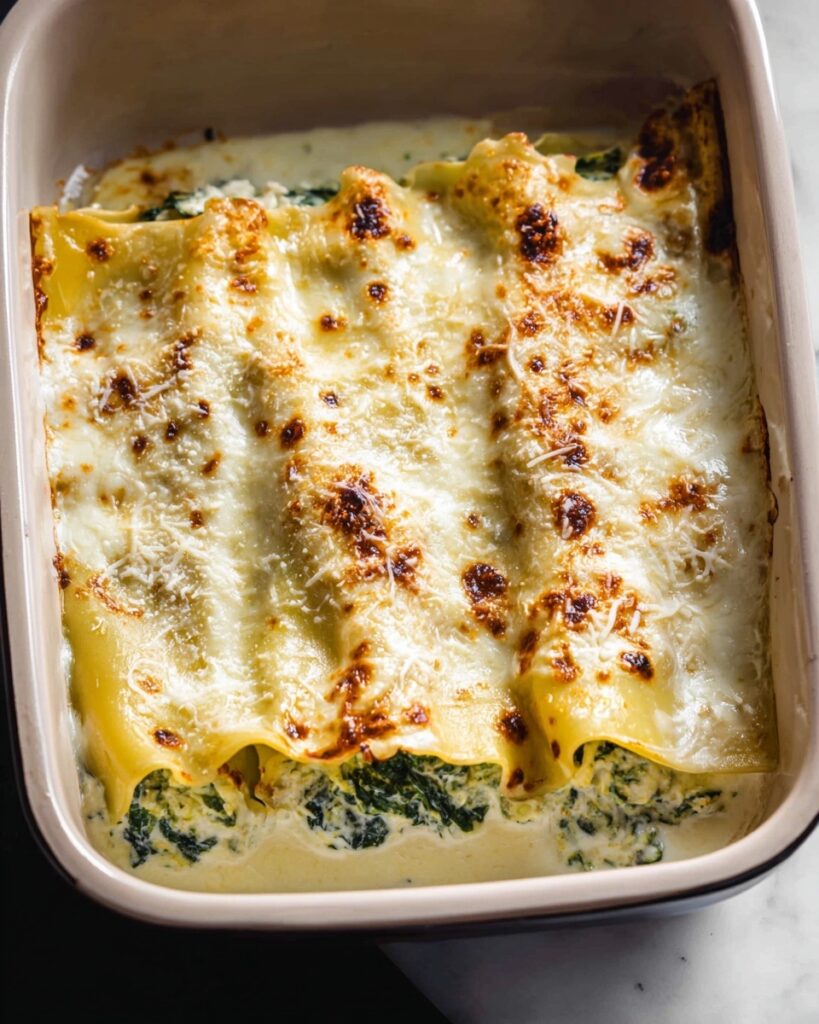 Spinach Lasagna Rolls with White Sauce Recipe