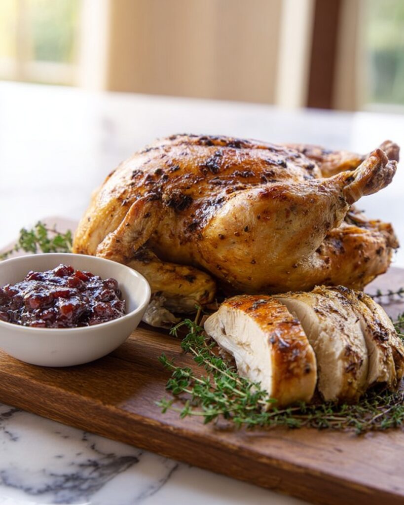 Herb Roasted Chicken with Cherry Balsamic Sauce Recipe