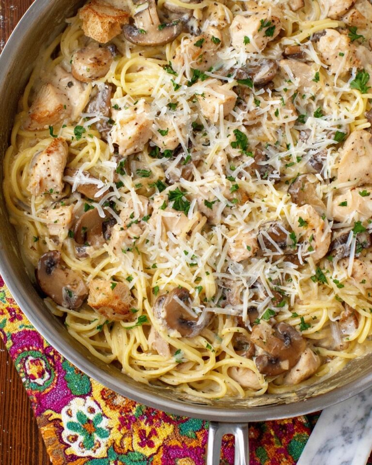 Creamy Chicken Mushroom Spaghetti Bake Recipe
