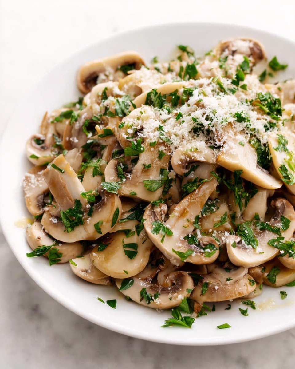 A white plate filled with a large pile of round, flat pasta pieces mixed with small mushroom slices, all coated lightly with green chopped herbs and sprinkled with grated cheese, showing a soft texture with specks of light brown from mushrooms. Above the plate, a woman’s hand with bright blue nail polish holds a silver fork lifting a small cluster of the pasta and mushrooms covered in herbs. The background is a clean white marbled surface. photo taken with an iphone --ar 4:5 --v 7