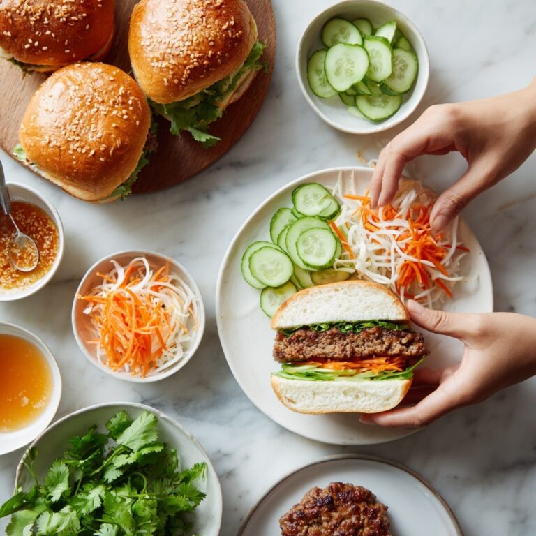 Banh Mi Burger with Spicy Veggie Toppings Recipe