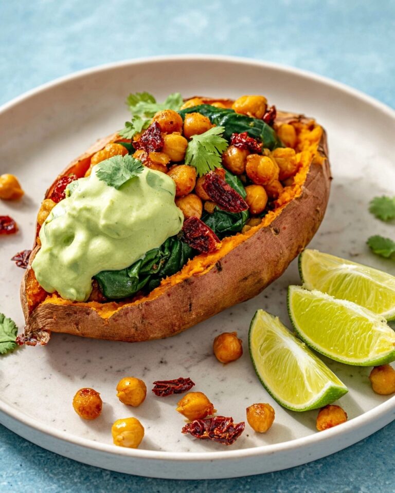 Stuffed Sweet Potatoes with Chickpeas and Spinach Recipe
