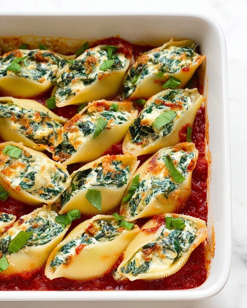Spinach and Ricotta Stuffed Pasta Shells Recipe