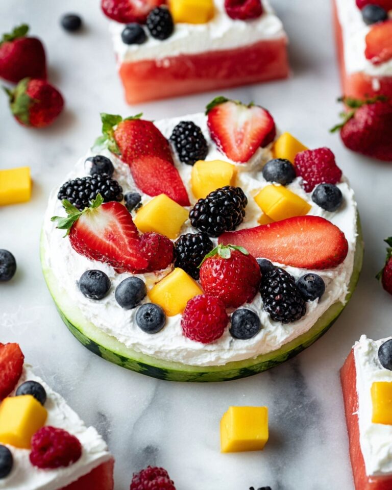 Watermelon Pizza with Fresh Fruit Toppings Recipe