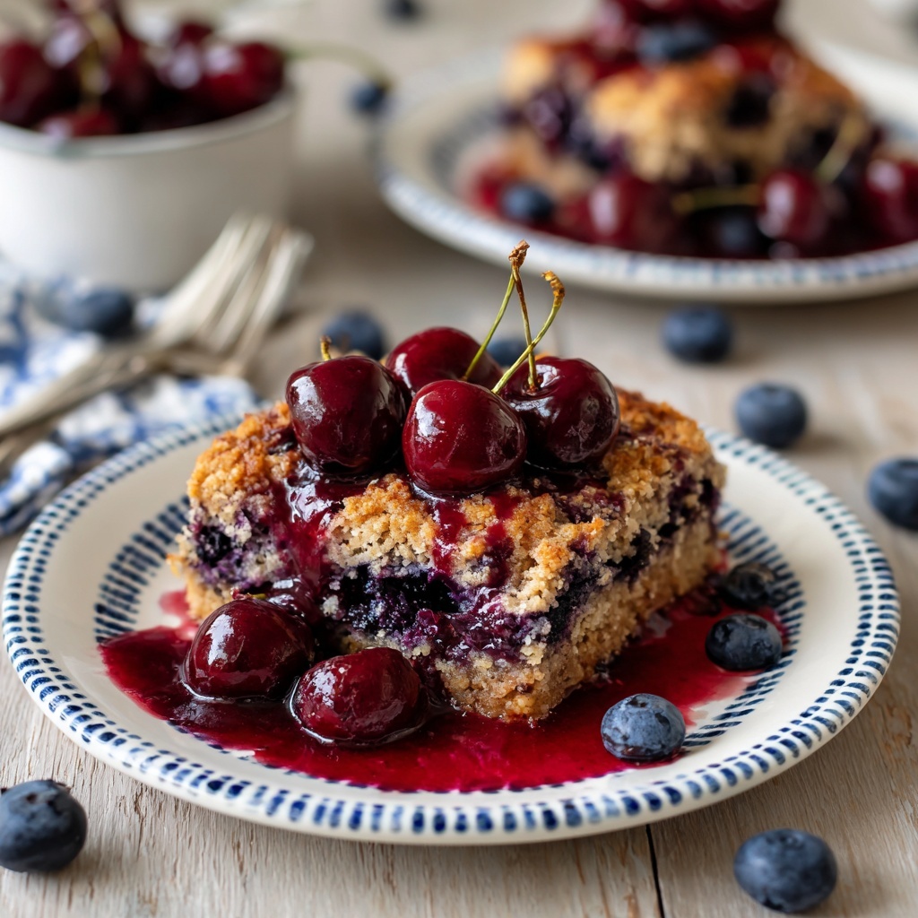 Blueberry Baked Pancake with Cherry Syrup Recipe