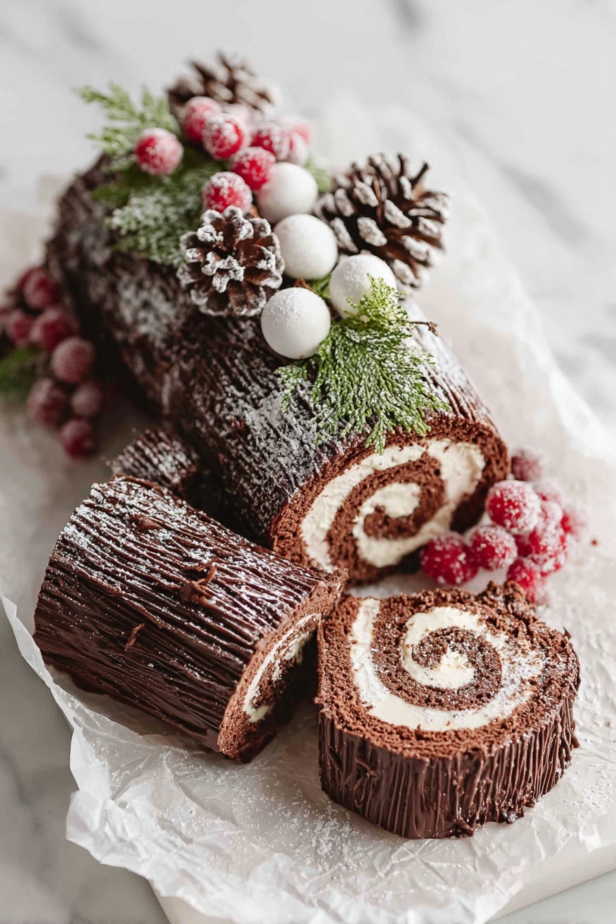 Chocolate Peppermint Yule Log Recipe - Serving