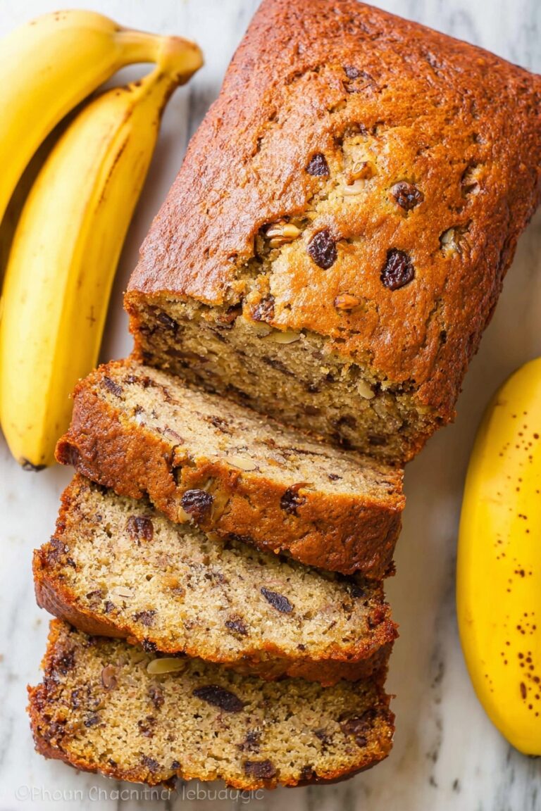 Moist Banana Bread with Walnuts and Raisins Recipe