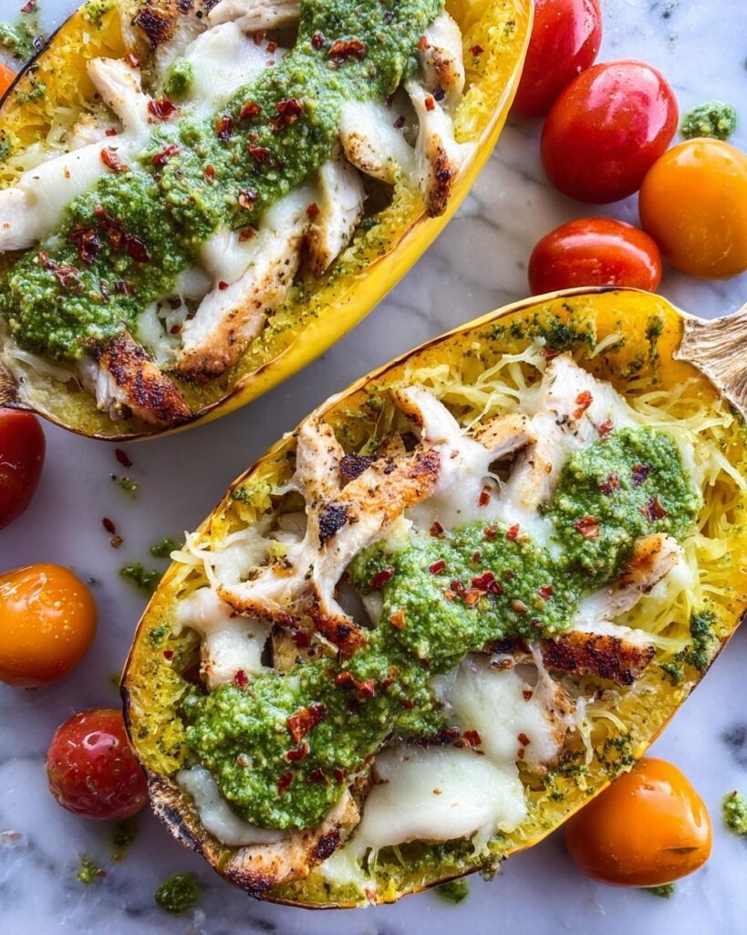 Keto Chicken Pesto Spaghetti Squash Bowls Recipe