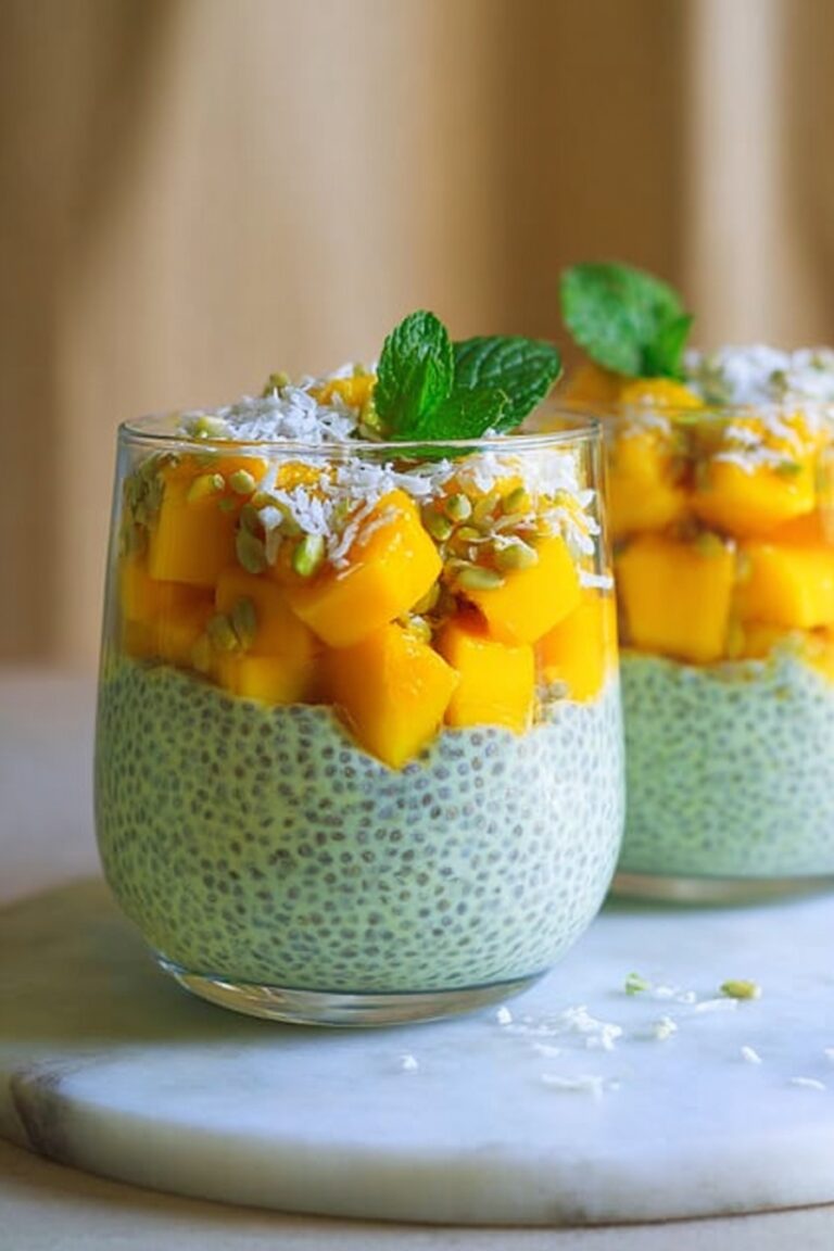 Vegan Mango Matcha Chia Pudding Recipe