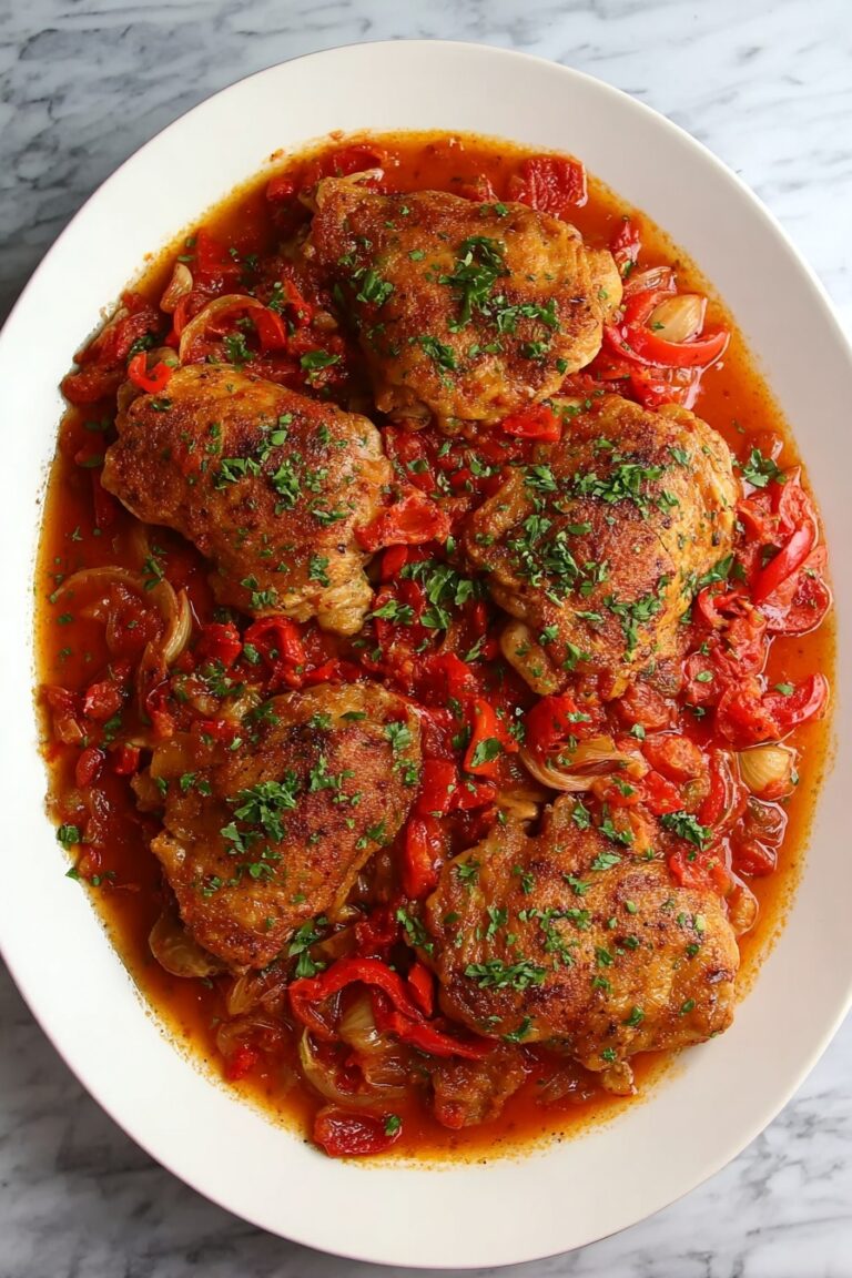 Chicken Cacciatore with Red Peppers and Tomatoes Recipe