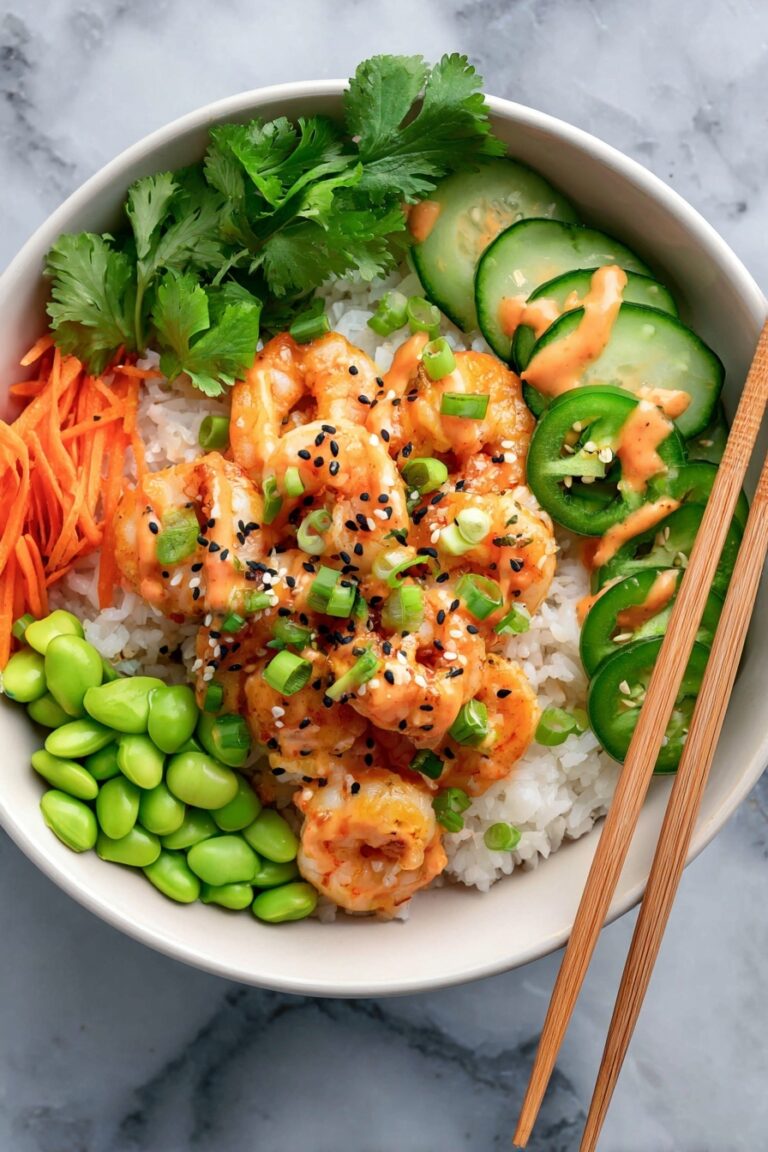 Spicy Shrimp Rice Bowl with Sriracha Recipe