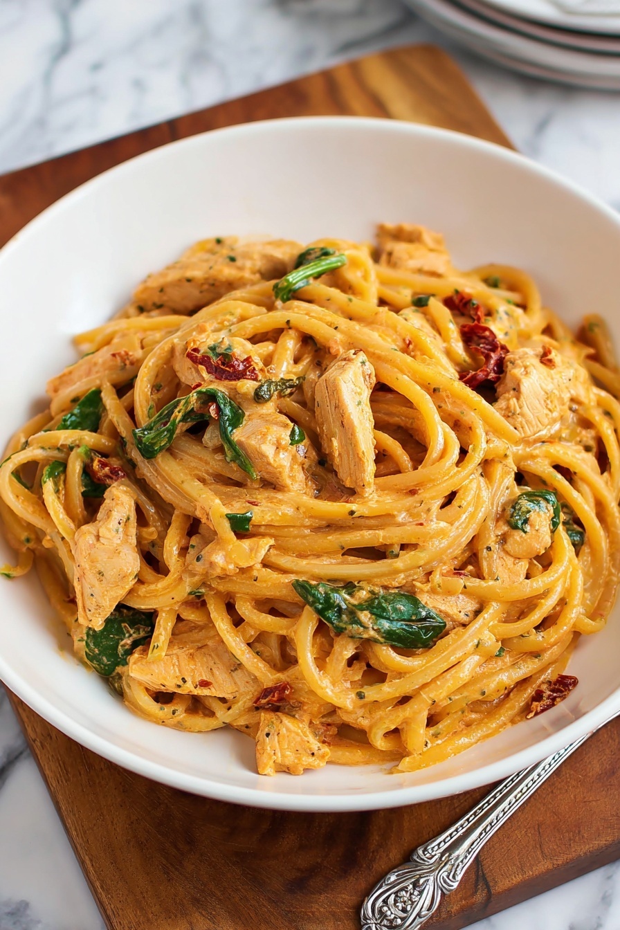 Creamy Tuscan Chicken Pasta Recipe - Serving