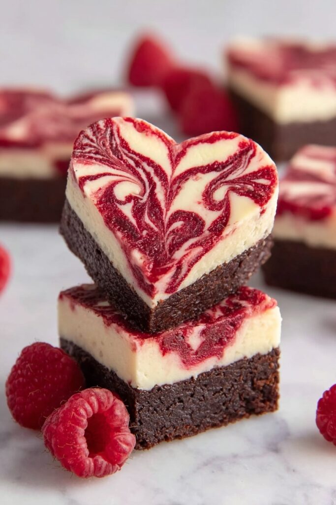 Raspberry Cream Cheese Heart Brownies Recipe