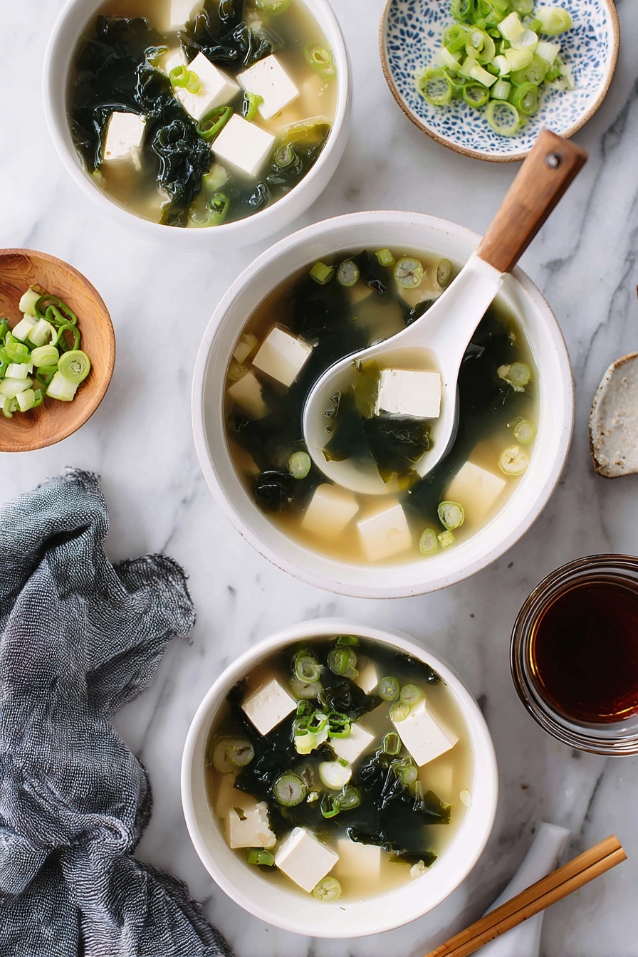 Miso Soup with Tofu and Seaweed Recipe - Serving