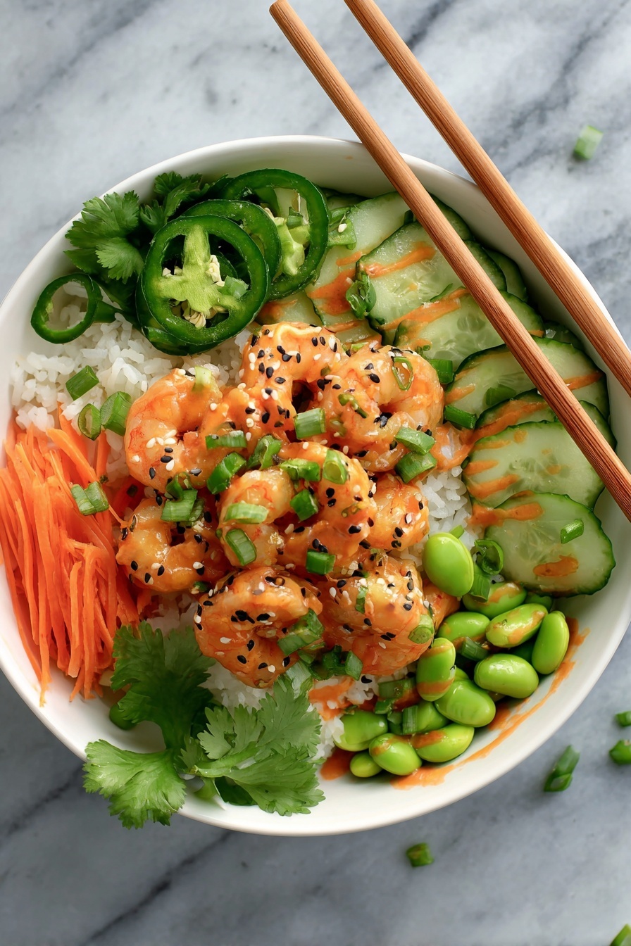 Spicy Shrimp Rice Bowl with Sriracha Recipe - Serving