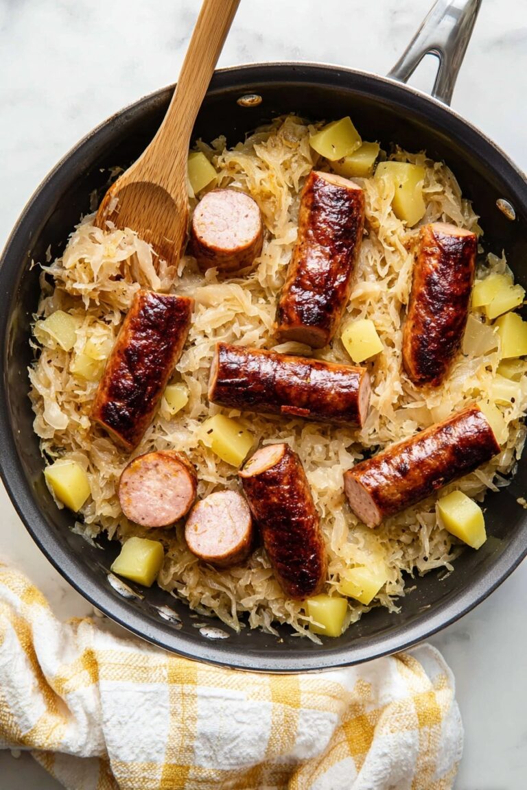 Kielbasa with Sauerkraut Skillet Recipe