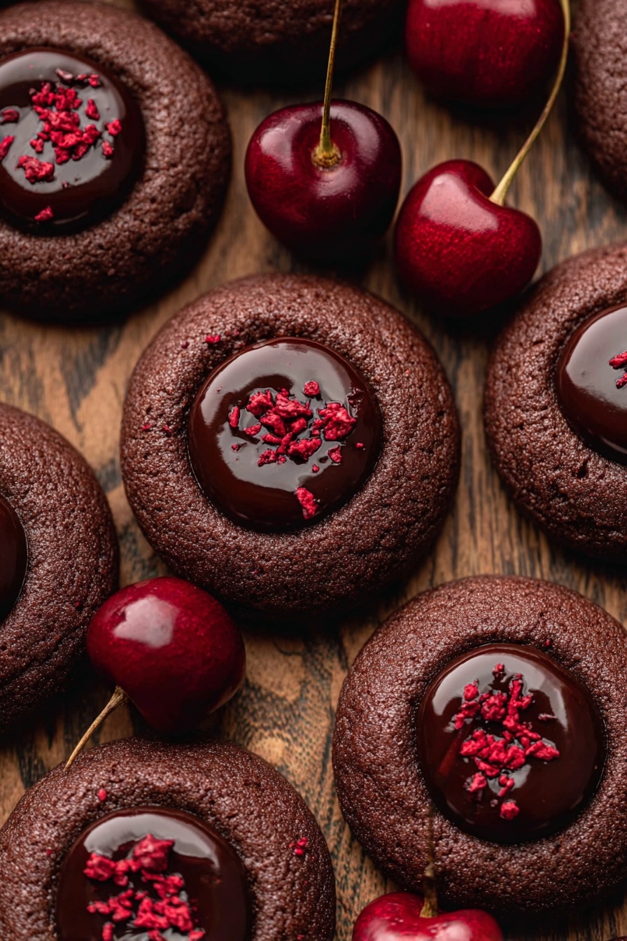 Chocolate Cherry Cookies with Ganache Recipe - Serving