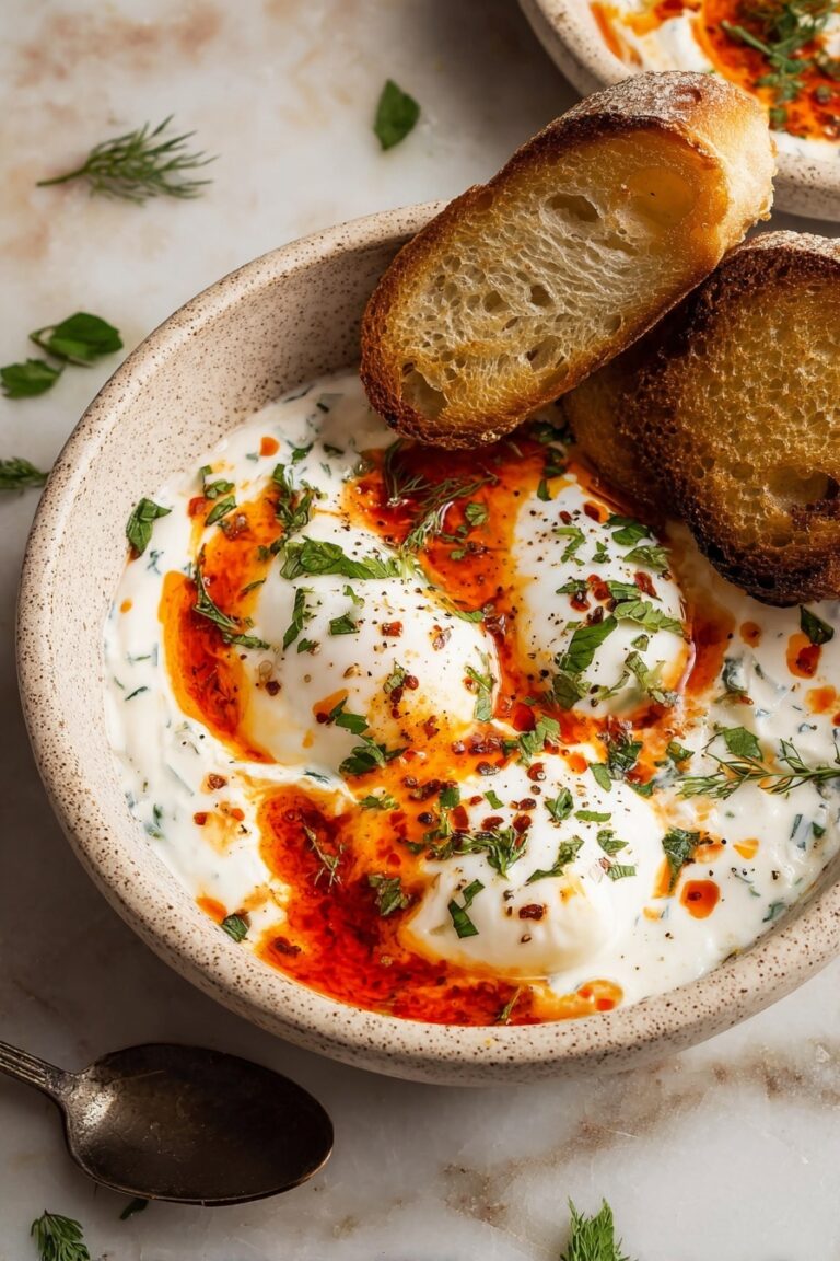 Turkish Poached Eggs with Herbed Yogurt Recipe