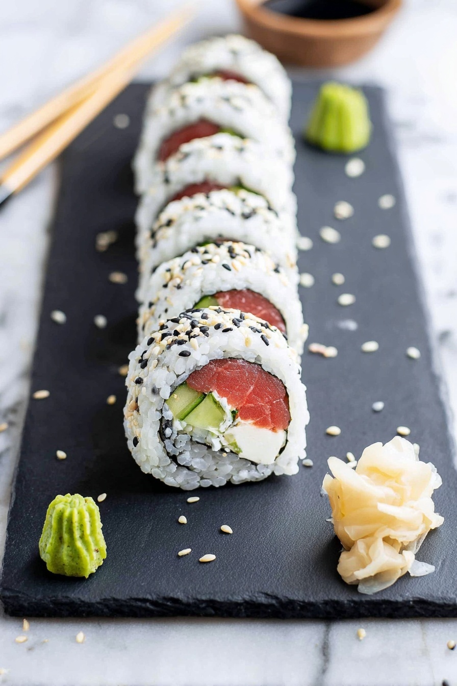 Smoked Salmon Philadelphia Sushi Rolls Recipe - Serving