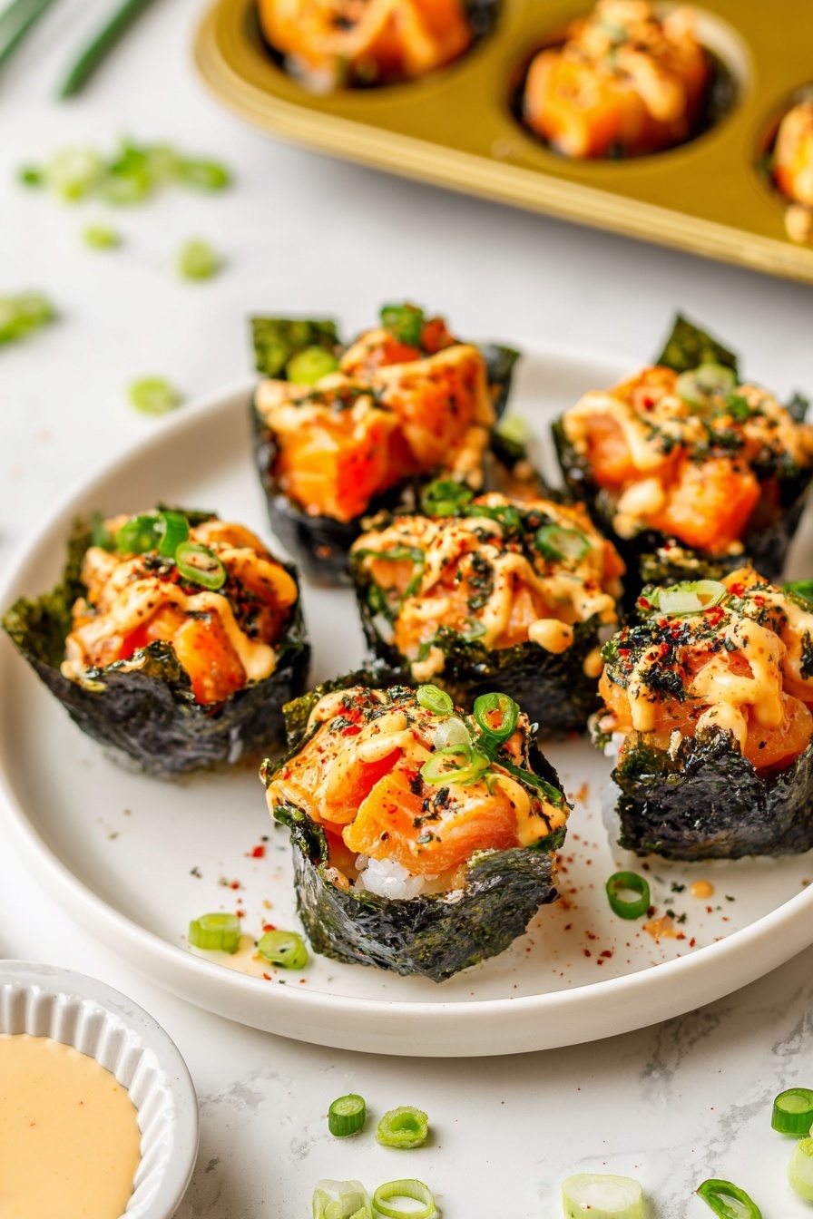 Baked Salmon Sushi Cups Recipe - Serving