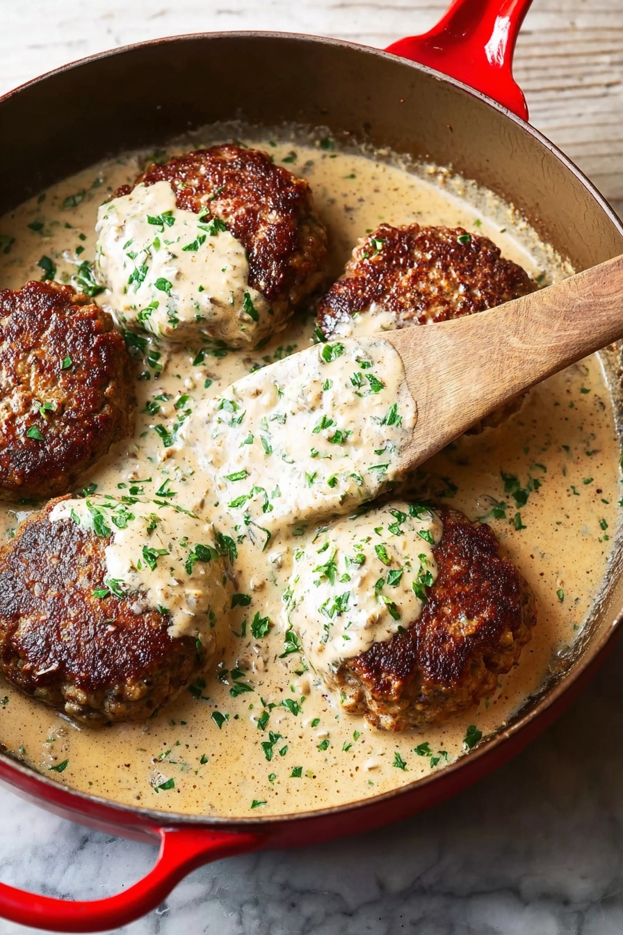 Hamburger Steaks with Whiskey Cream Sauce Recipe